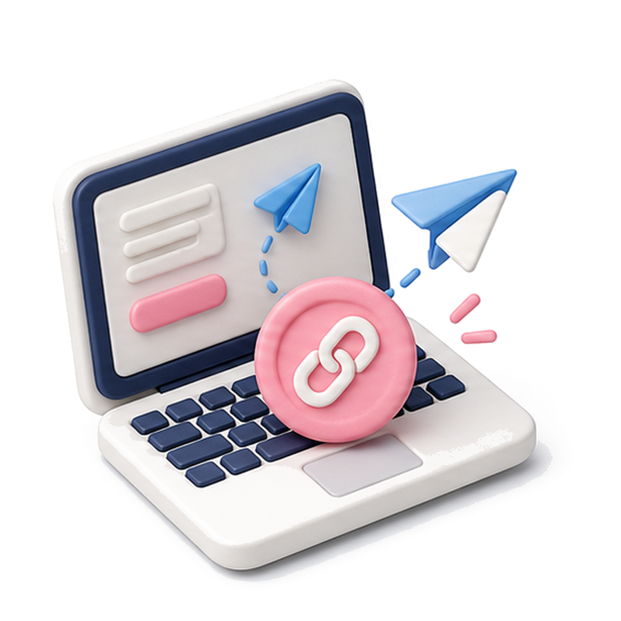 Illustration of a creator sharing her Safeonward affiliate link